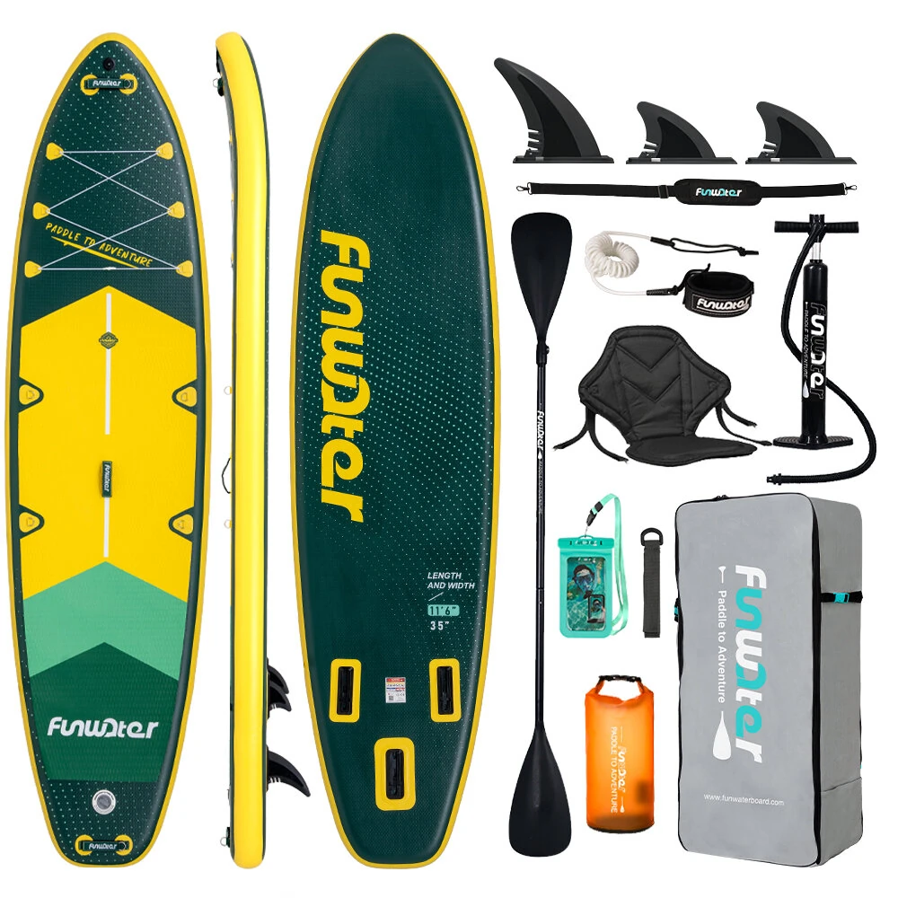 [EU Direct] FunWater 350x90Xx15CM Breitere,Längere ISUP mit Sitz für Familientouren,Solo-Abenteuer,hohe Stabilität und W