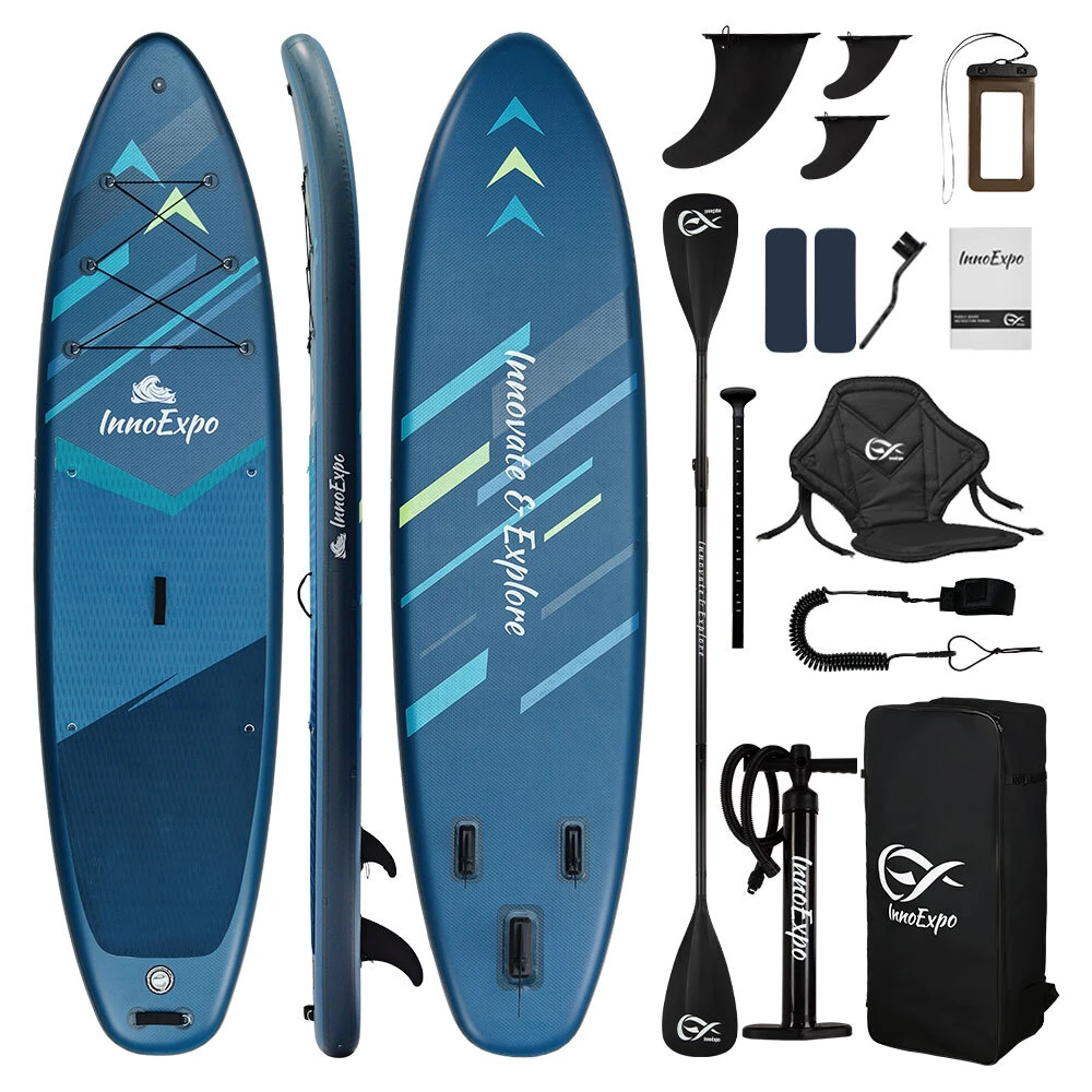 [EU Direct] InnoExpo 350*89*15CM Extra-große aufblasbare Paddleboard mit Sitz Tragfähigkeit 230 kg Stabil für Anfänger G