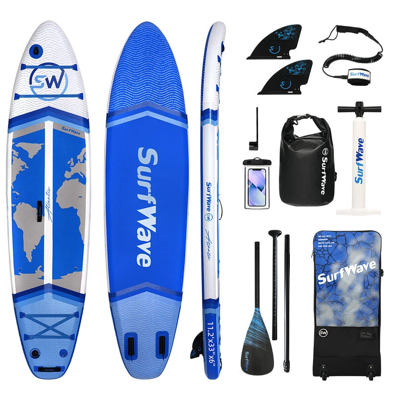 [EU Direkt] WaveRite aufblasbares Stand Up Paddlebrett 340*84*15 cm, Tragfähigkeit 380 lb, 12-15 PSI, breit und stabil,
